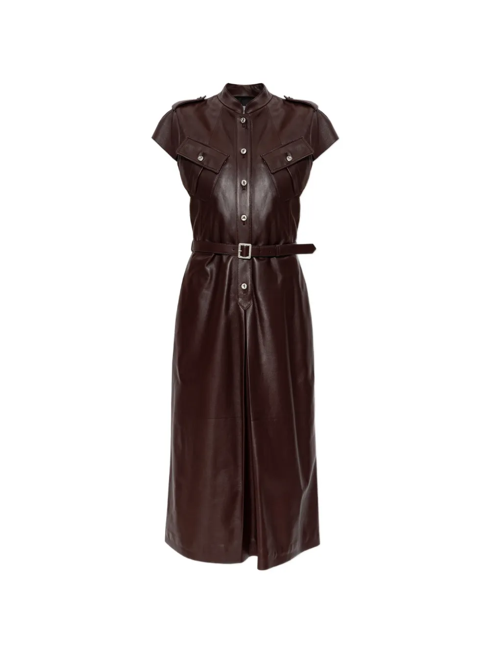 Alexander McQueen leather midi dress - Braun