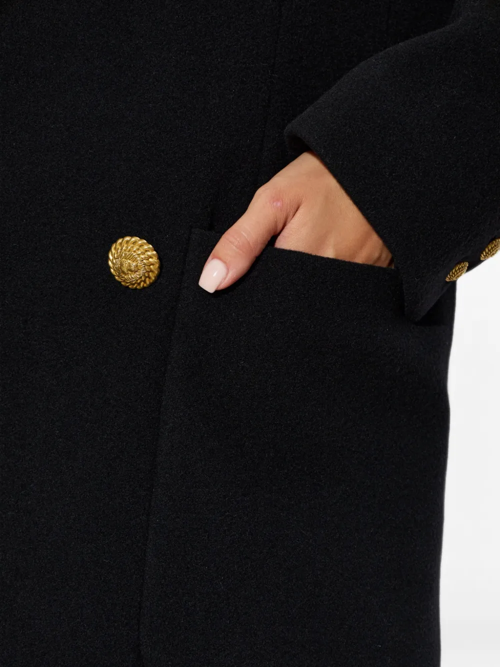 Balmain Wollen jas met dubbele rij knopen Zwart