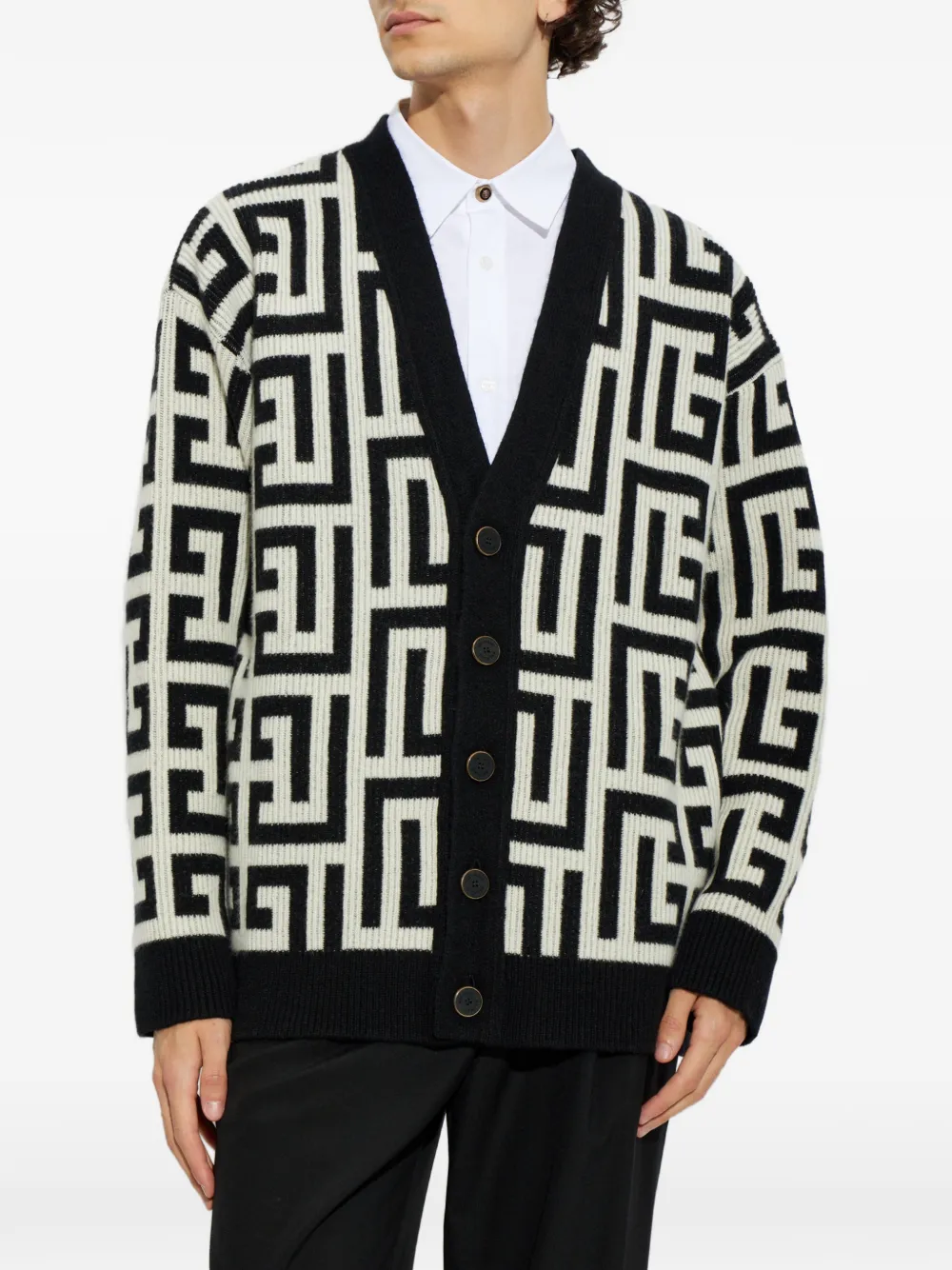 Balmain Vest met monogram-print Zwart