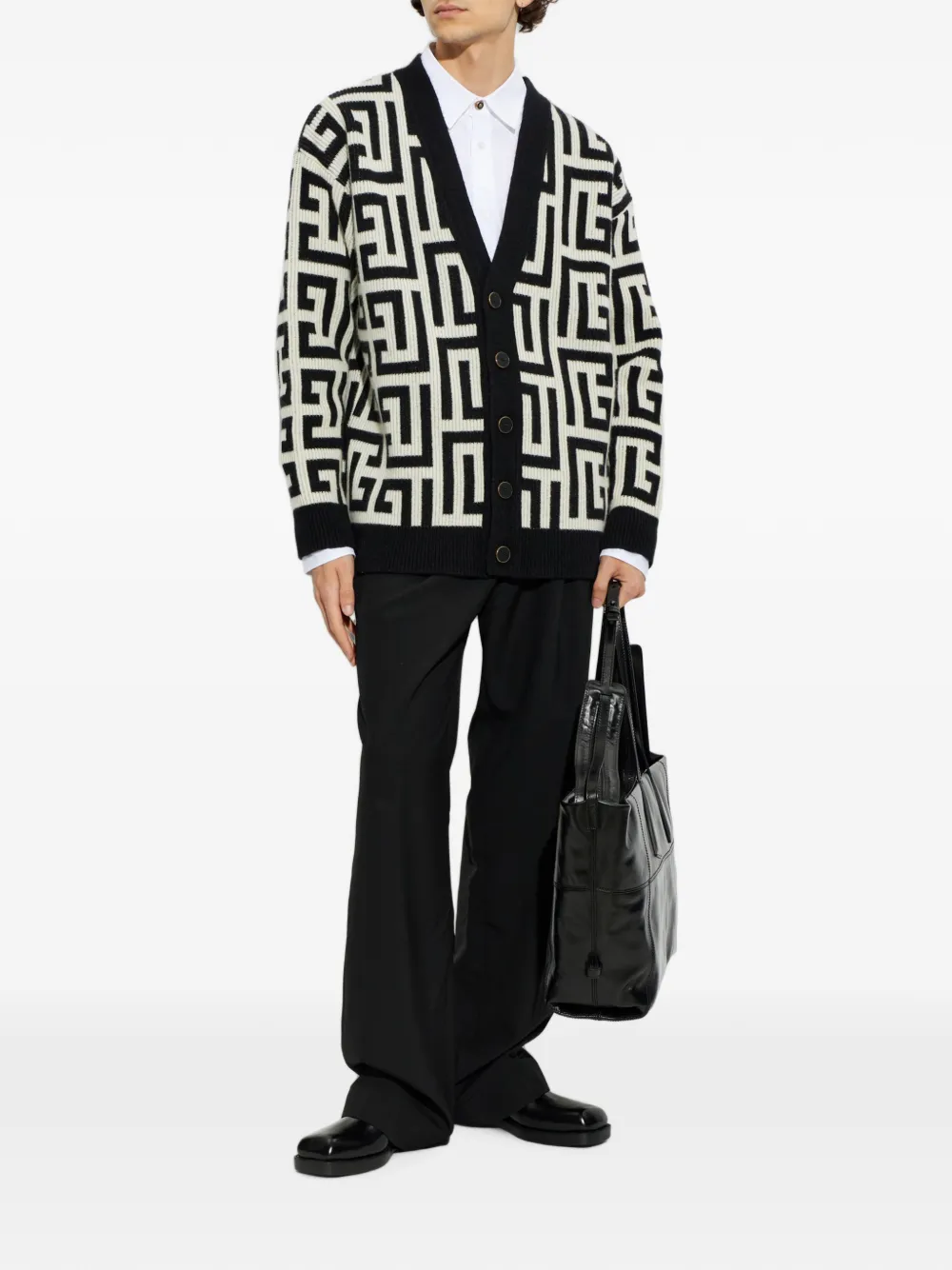 Balmain Vest met monogram-print Zwart