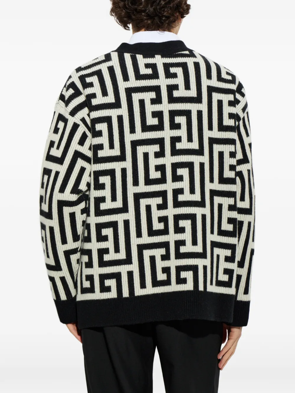 Balmain Vest met monogram-print Zwart
