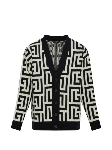 Balmain monogram-pattern cardigan