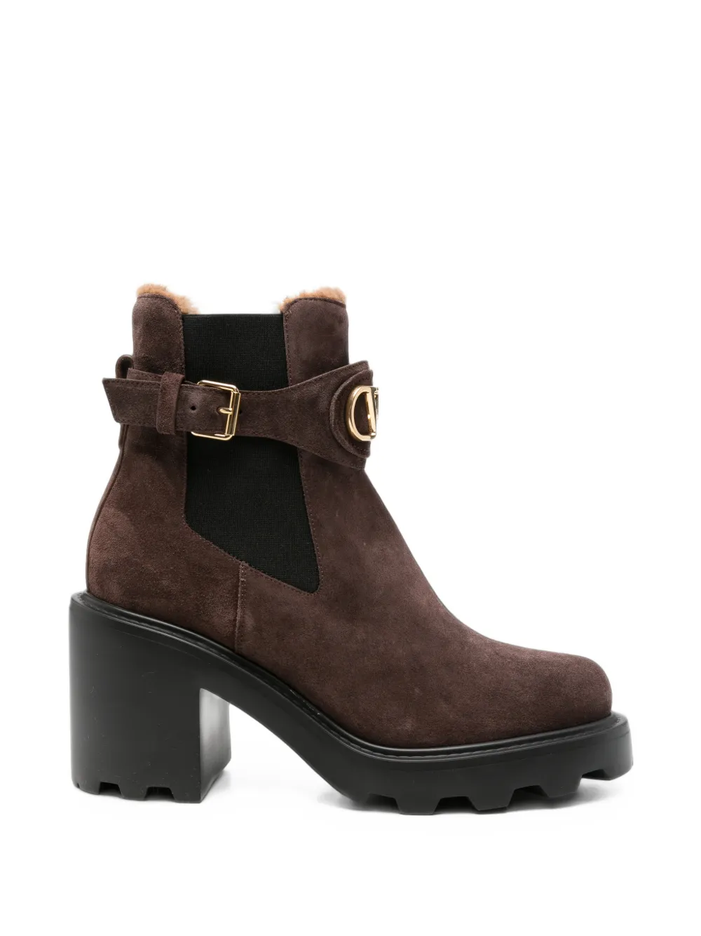 Valentino Garavani VLogo Signature buckle-fastening ankle boots - Marrone