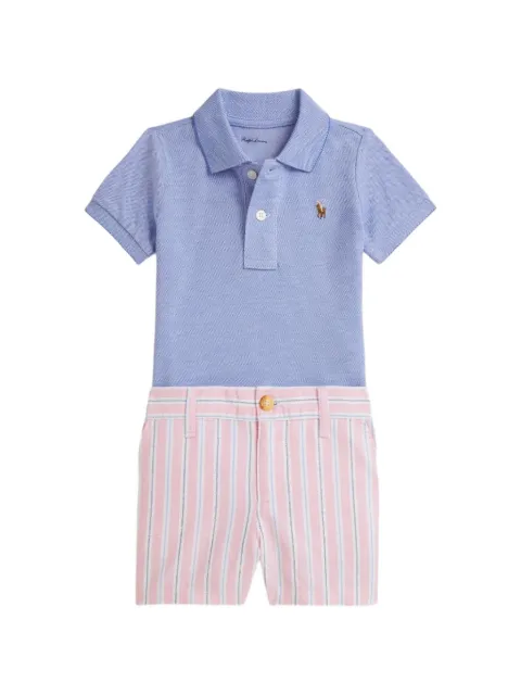POLO RALPH LAUREN KIDS Oxford mesh polo shirt & striped shorts
