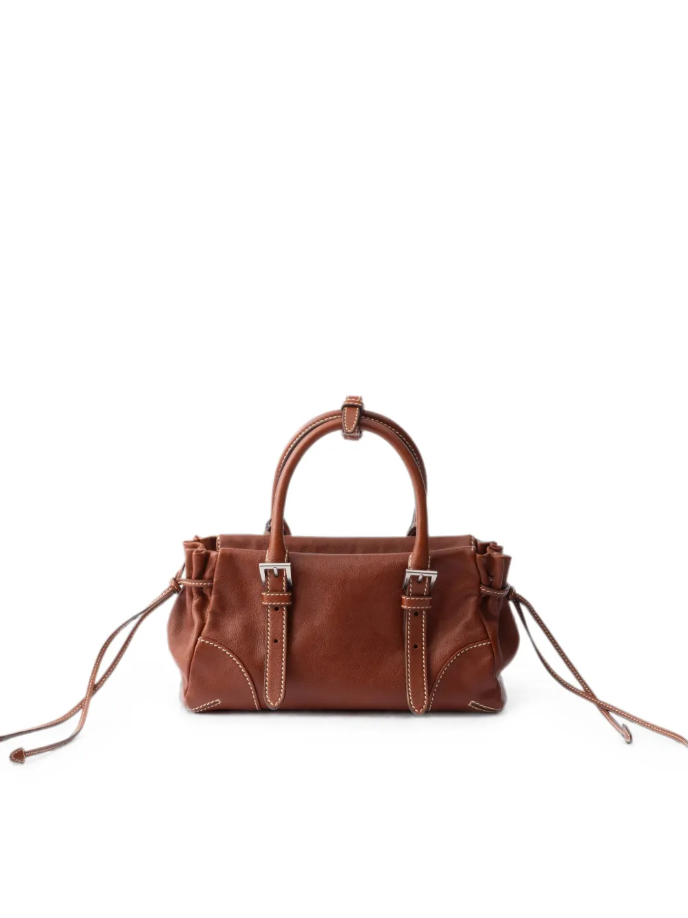 Prada Kleine Karin leren shopper met gesp Bruin