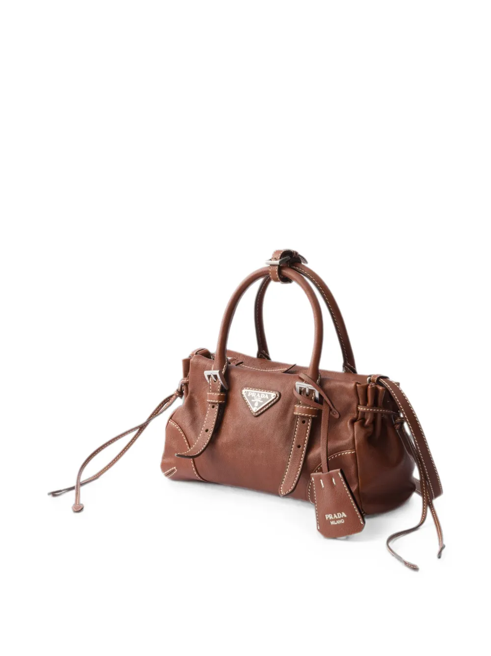 Prada Kleine Karin leren shopper met gesp Bruin