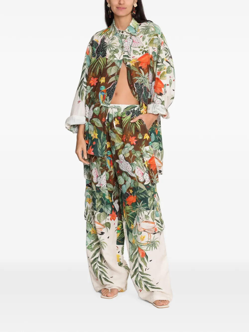Amir Slama x Avatim blouse met botanische print Beige