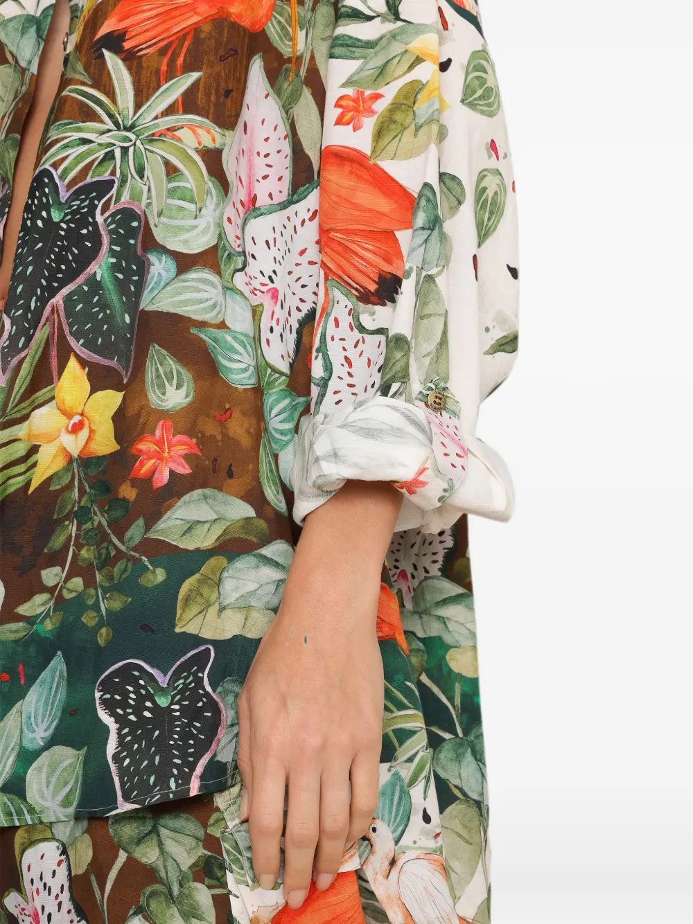 Amir Slama x Avatim blouse met botanische print Beige