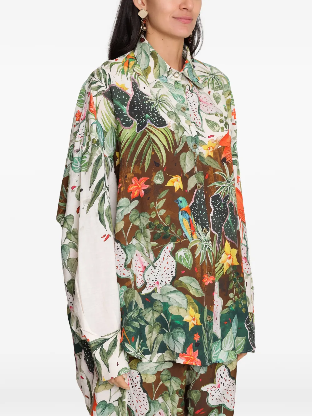 Amir Slama x Avatim blouse met botanische print Beige