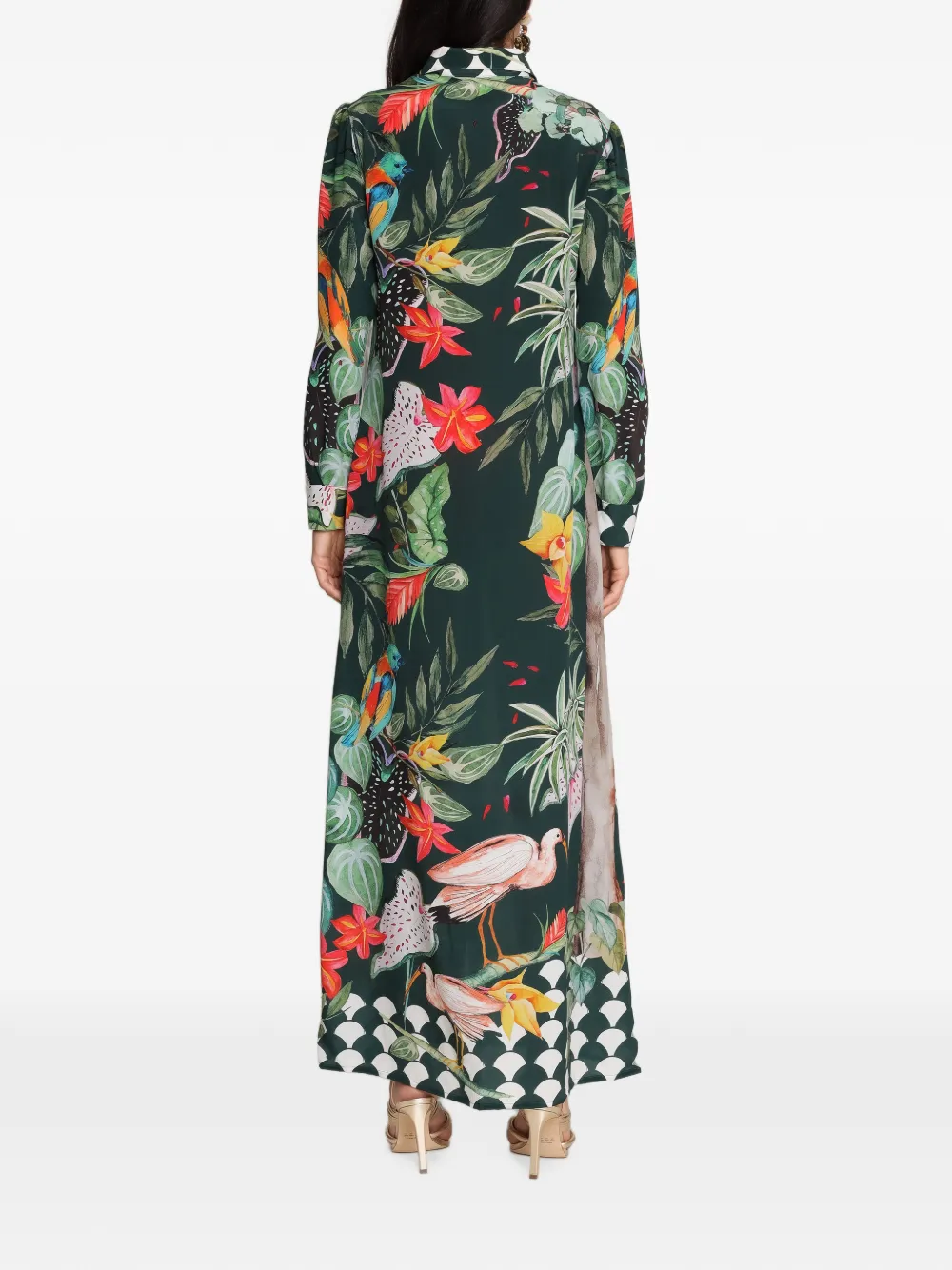 Amir Slama x Avatim zijden maxi-jurk met tropische print Groen