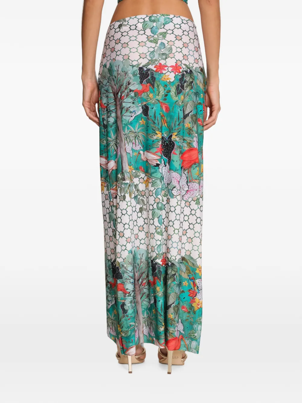 Amir Slama x Avatim geknoopte rok met vogelprint Beige