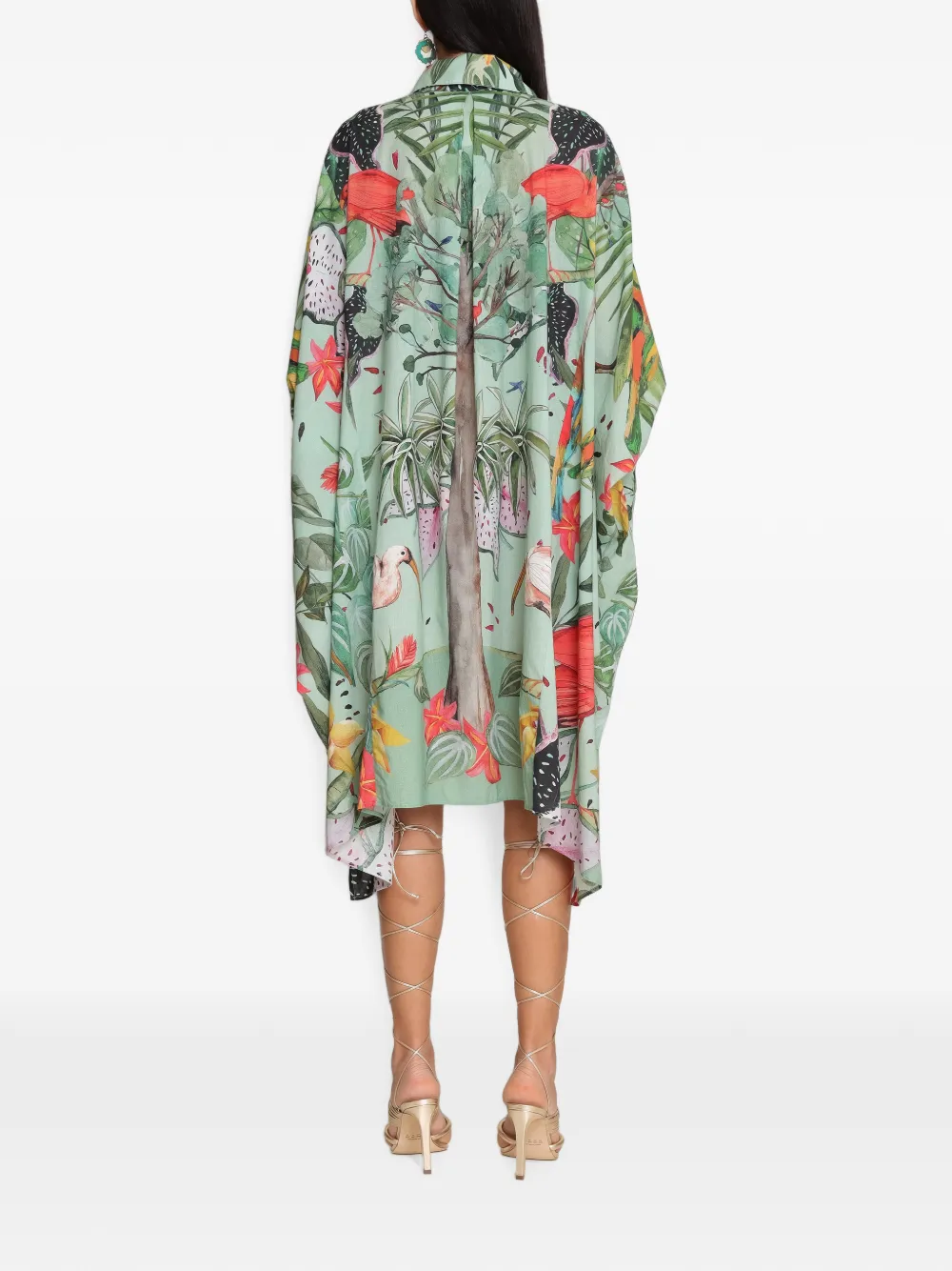 Amir Slama x Avatim oversized midi-blousejurk met tropische print Groen