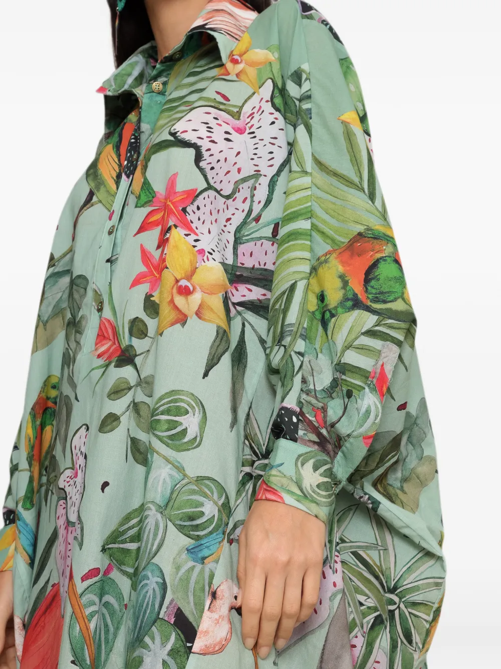 Amir Slama x Avatim oversized midi-blousejurk met tropische print Groen