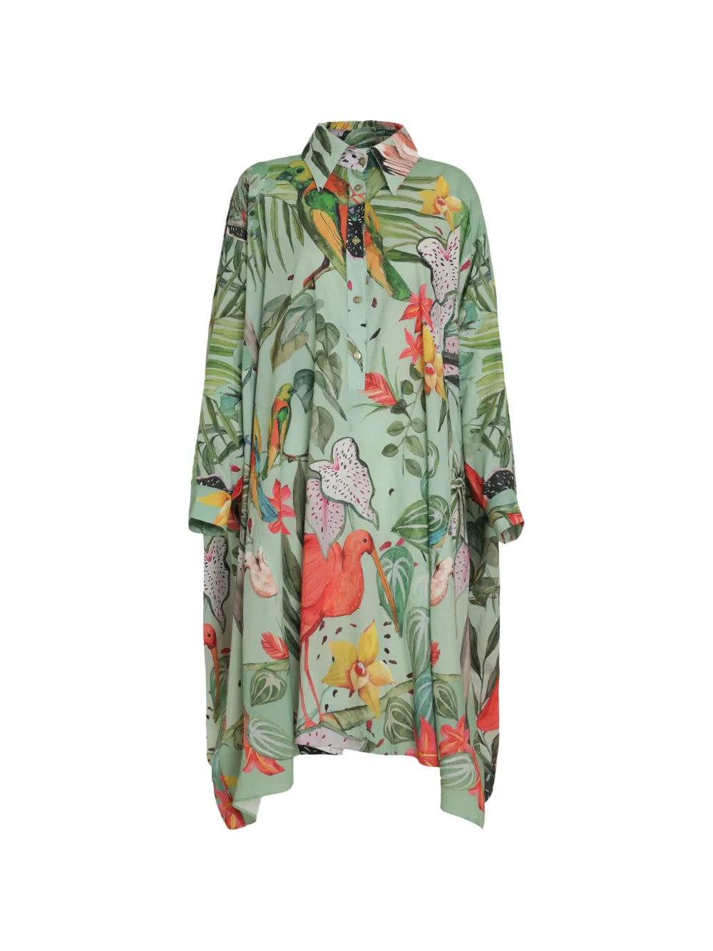 Amir Slama Chemisier midi oversize con stampa - Verde