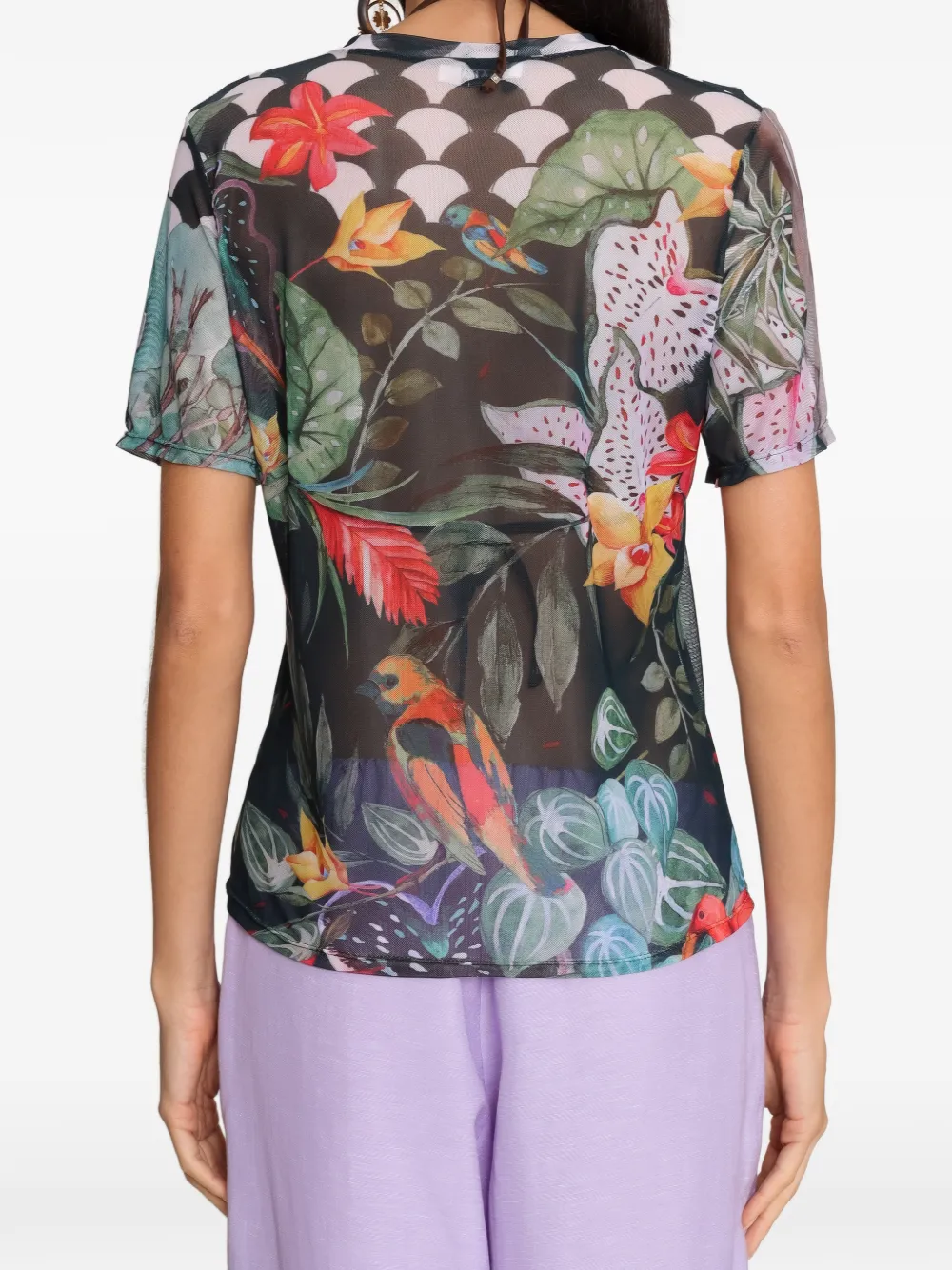 Amir Slama x Avatim mesh T-shirt met bloemenprint Zwart
