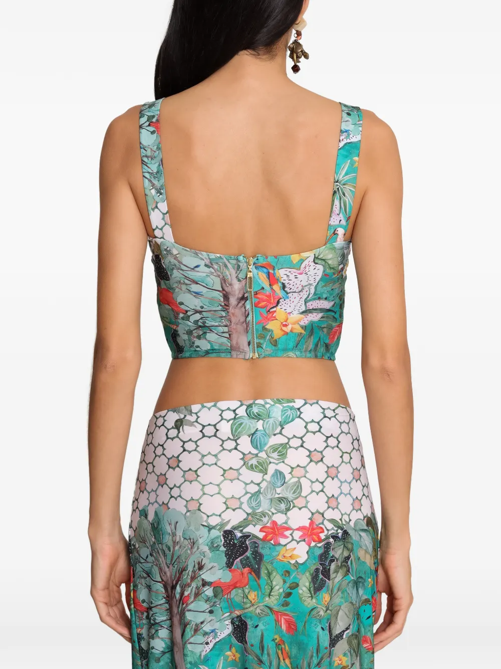 Amir Slama x Avatim top met bloemenprint en ruches Groen