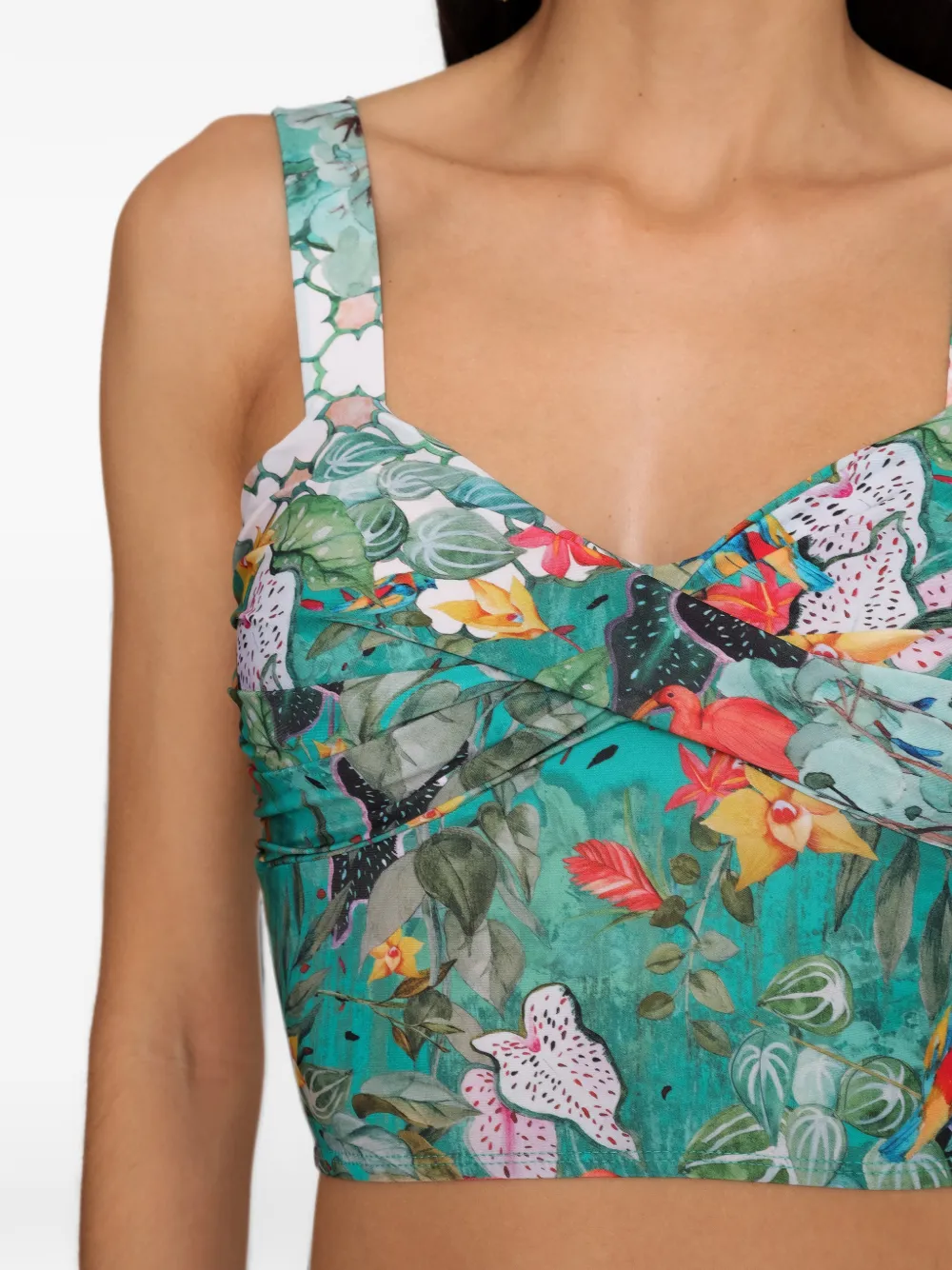 Amir Slama x Avatim top met bloemenprint en ruches Groen