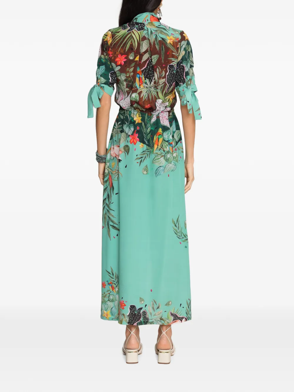 Amir Slama x Avatim maxi-jurk met ruches en tropische print Groen