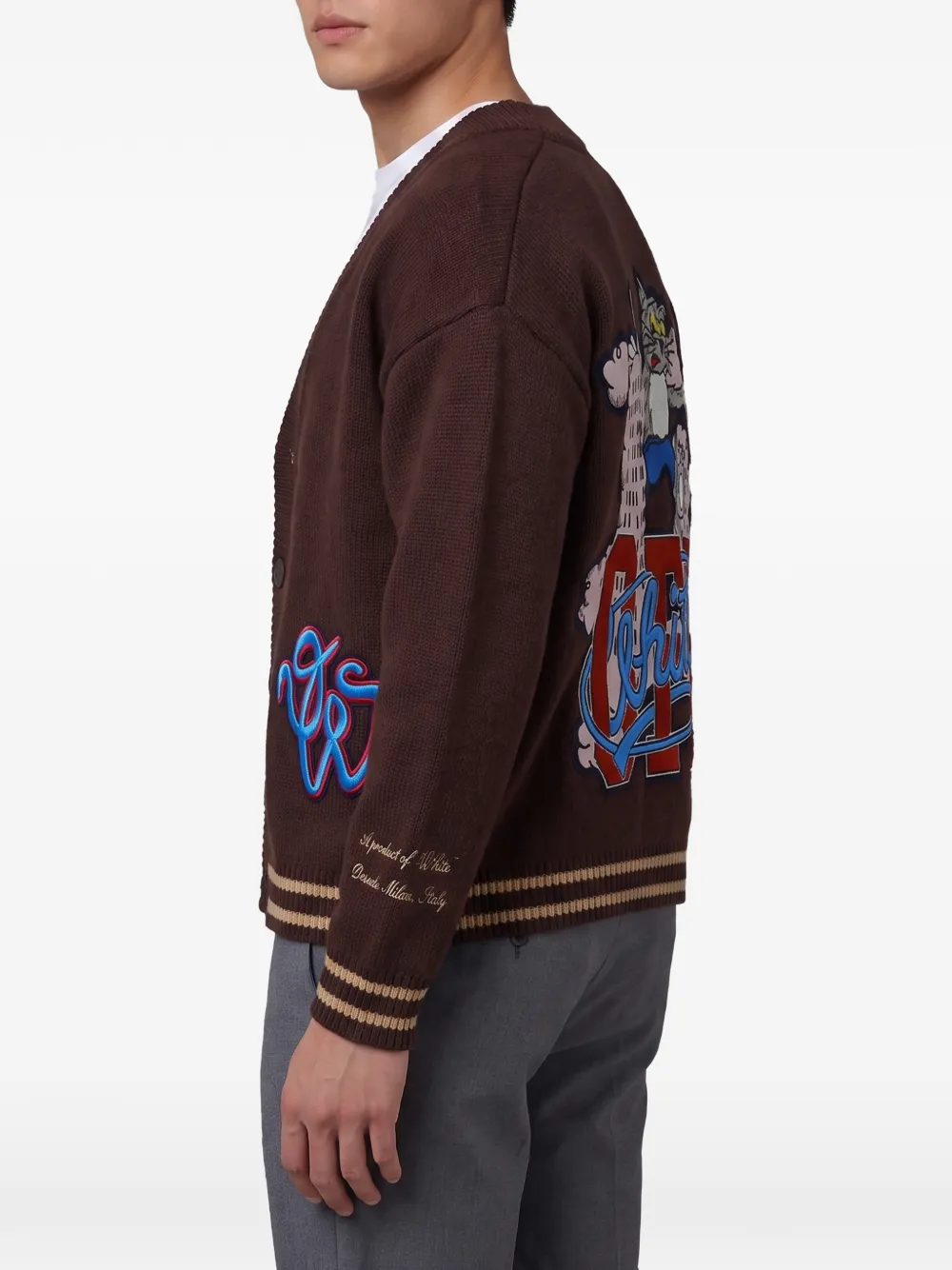 Off-White Cat Off Varsity vest met borduurwerk Bruin