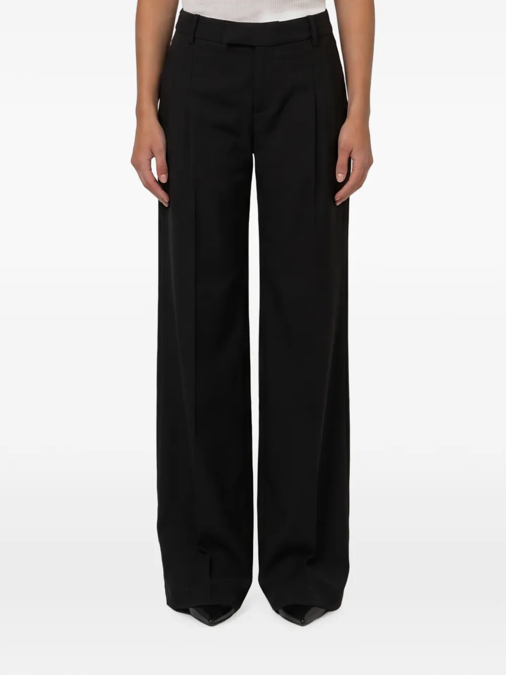 Federica Tosi pressed-pleat wide-leg trousers Zwart