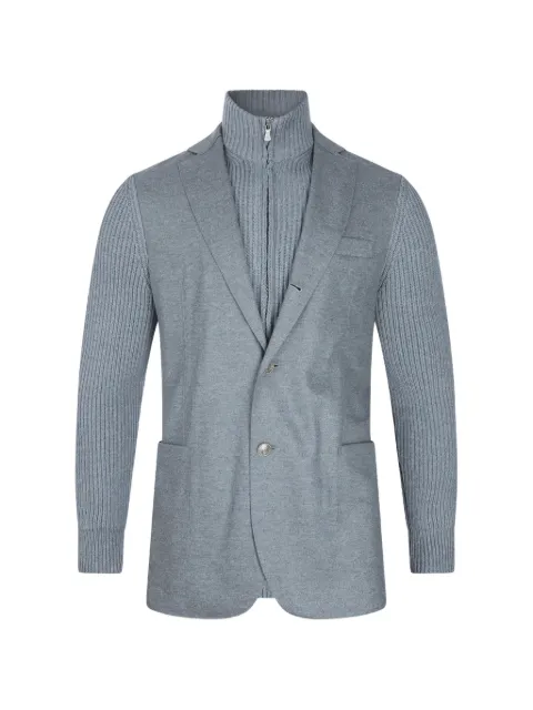 Eleventy ribbed-knit sleeve layered jacket