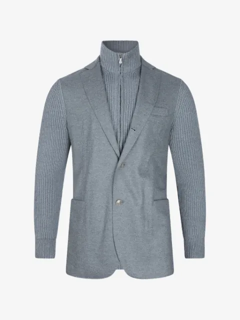 Eleventy ribbed-knit sleeve layered jacket