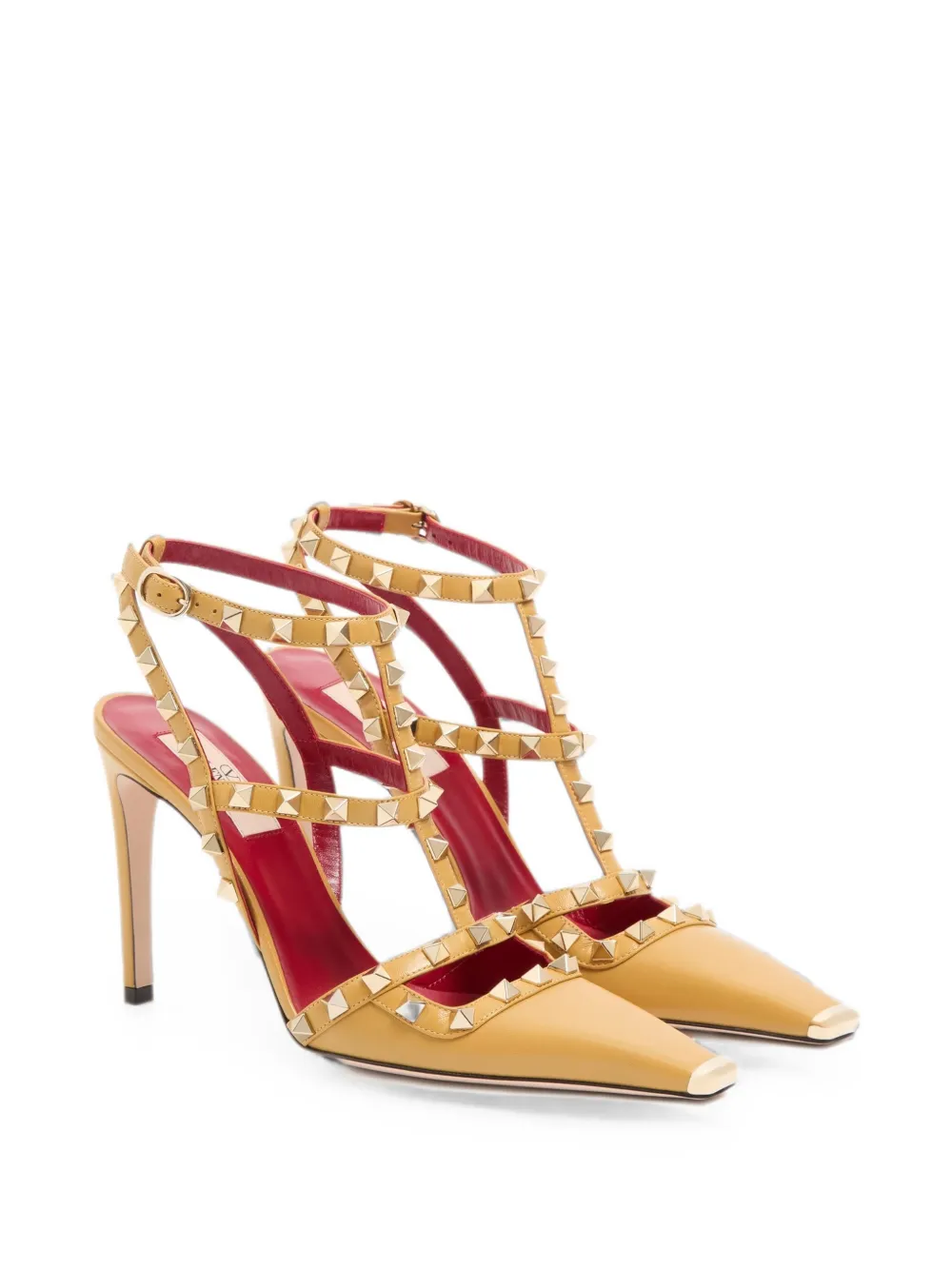 Valentino Garavani Rockstud kidskin pumps 100mm Geel