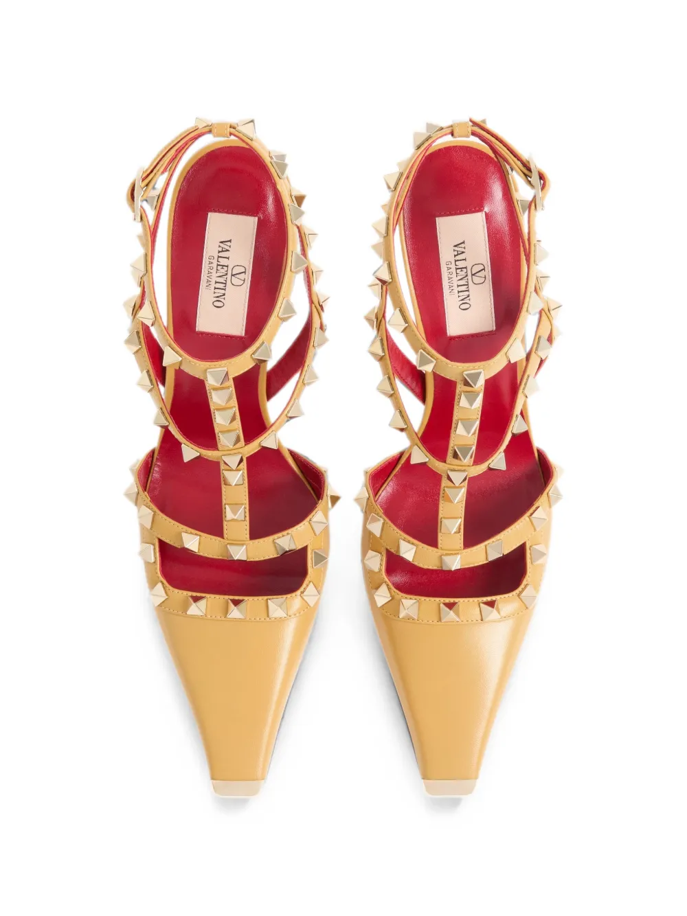 Valentino Garavani Rockstud kidskin pumps 100mm Geel