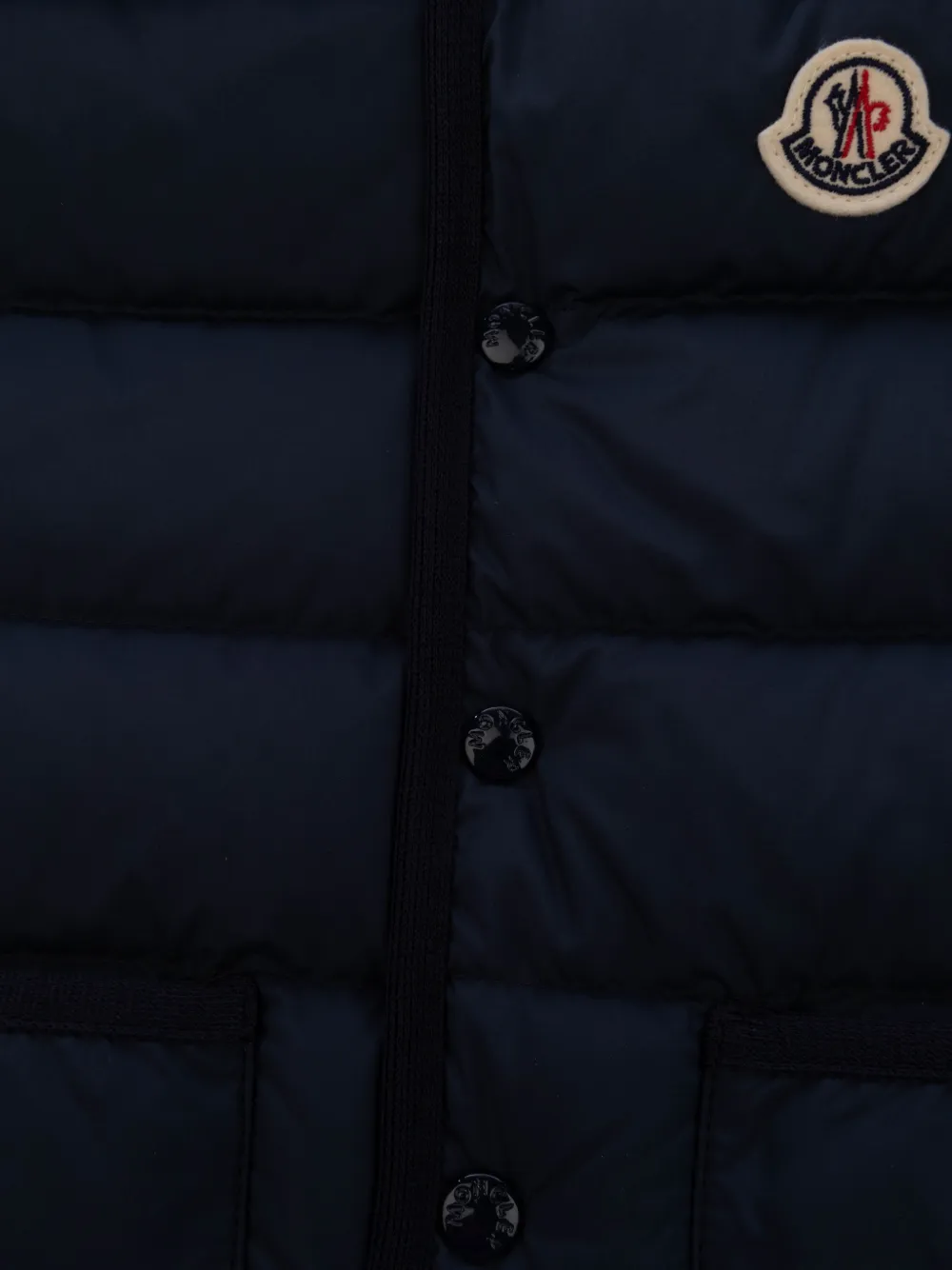 Moncler Enfant logo-patch hooded gilet Blauw