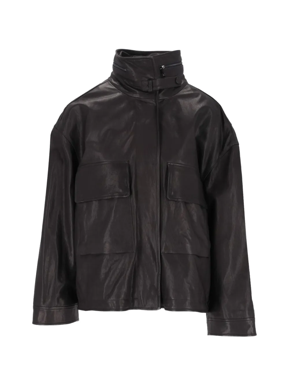 Emporio Armani leather bomber jacket - Schwarz