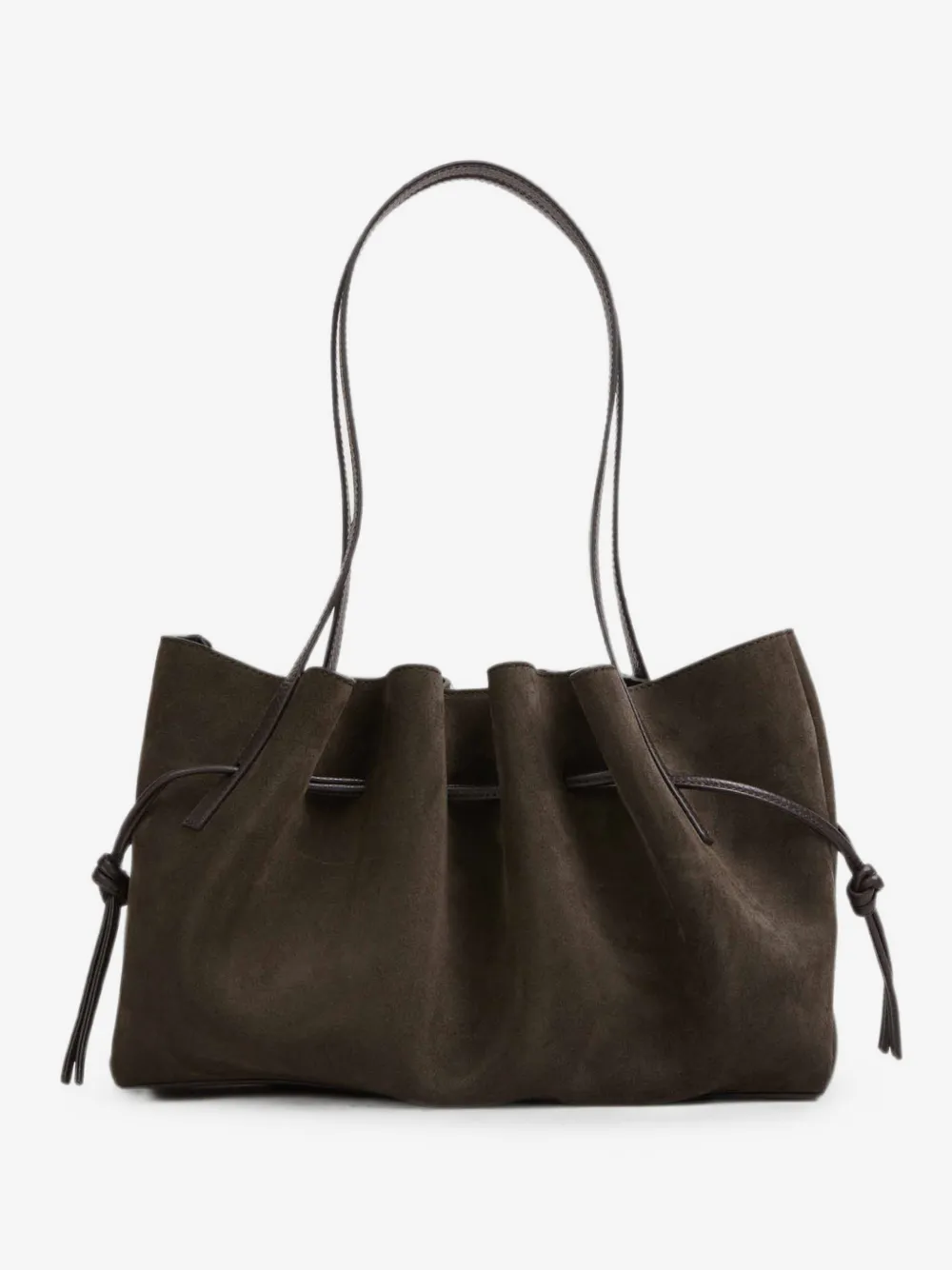 Scallop suede shoulder bag