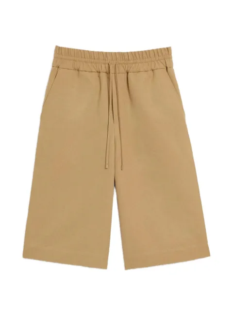 AMI Paris beige large elasticated cotton and linen bermuda shorts