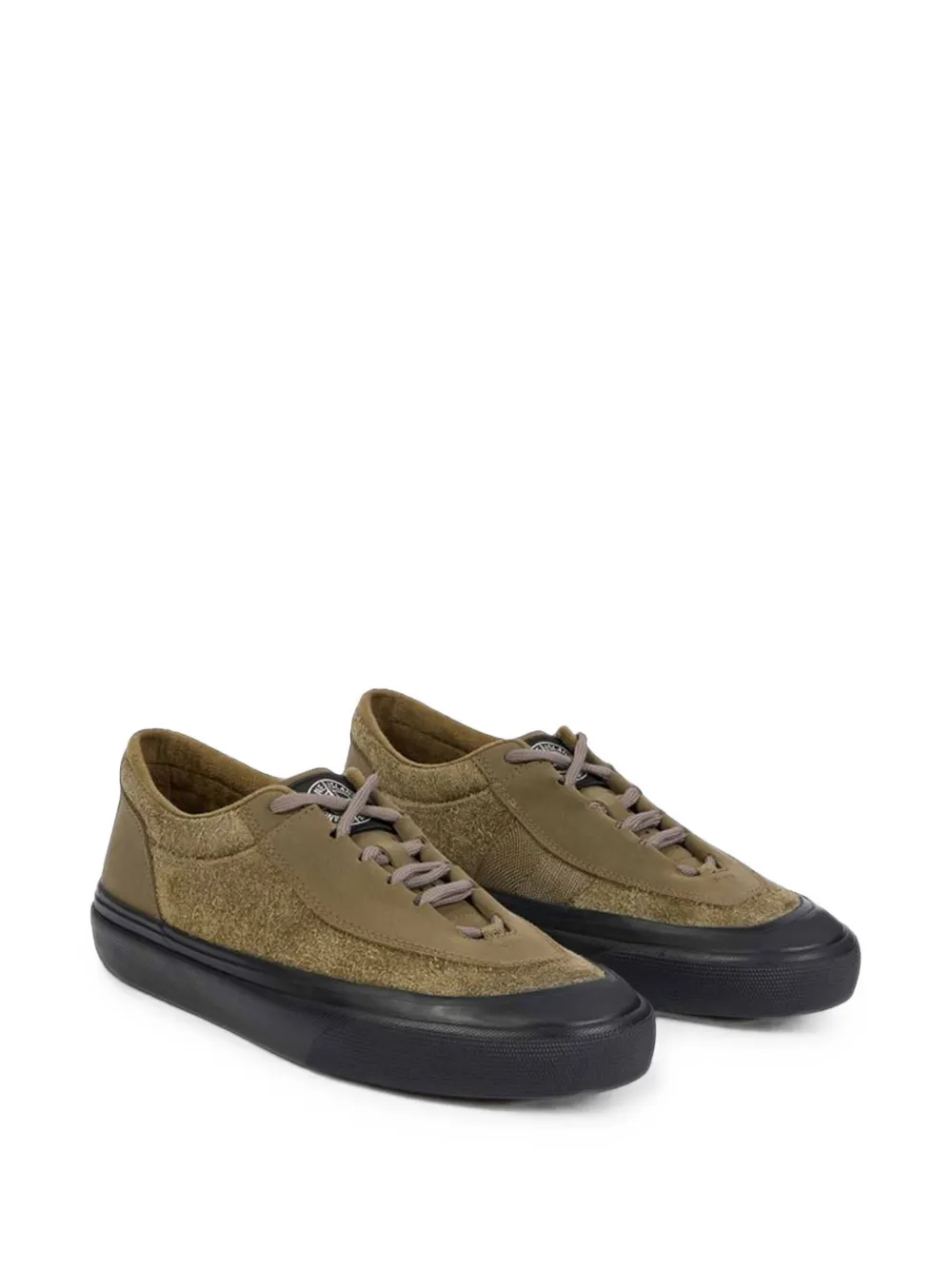 Stone Island S100020 suede low-top trainers with Compass logo patch Groen