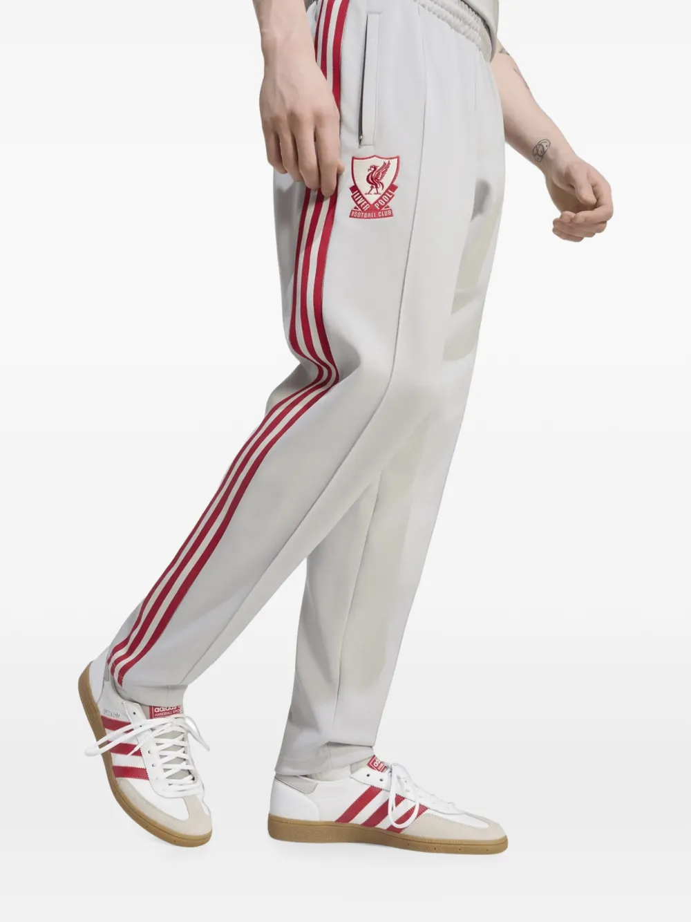 adidas x Liverpool FC trainingsbroek met geborduurd logo en zijstreep Grijs