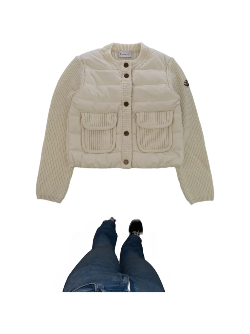 Moncler Enfant logo-patch padded jacket Wit