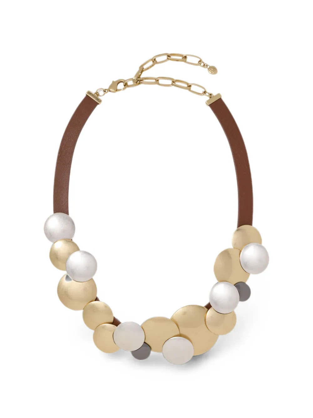 Roxanne Assoulin Lentil Disc leather necklace - Gold