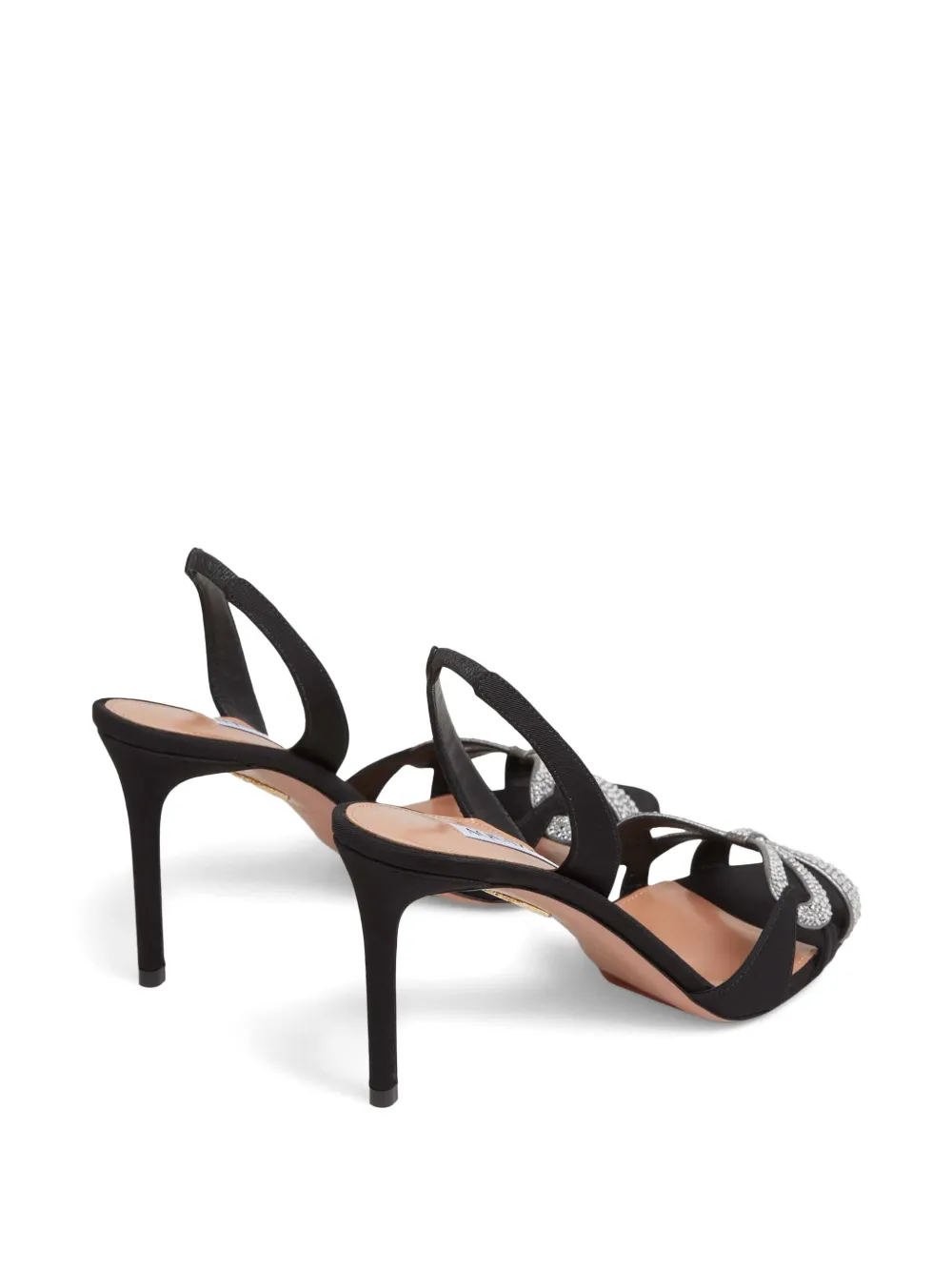 Aquazzura crystal-embellished slingback pumps Zwart