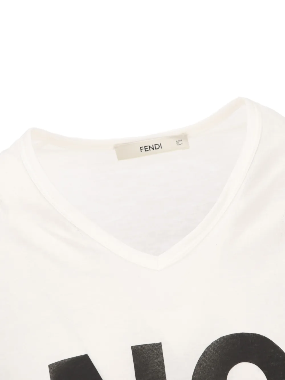 FENDI Ivory jersey T-shirt met Noi-print Wit
