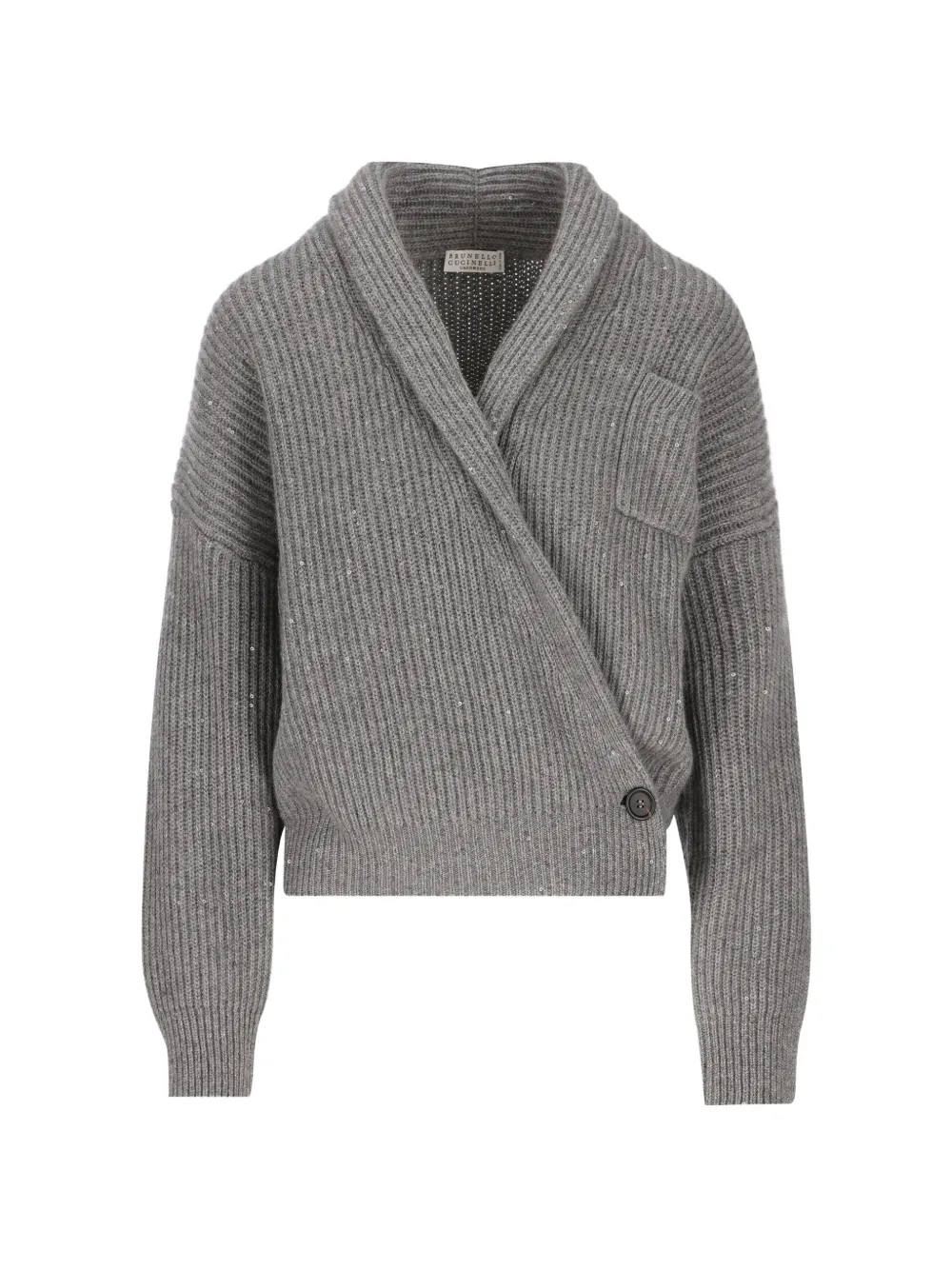 Brunello Cucinelli sequin-embellished wrap sweater - Grau