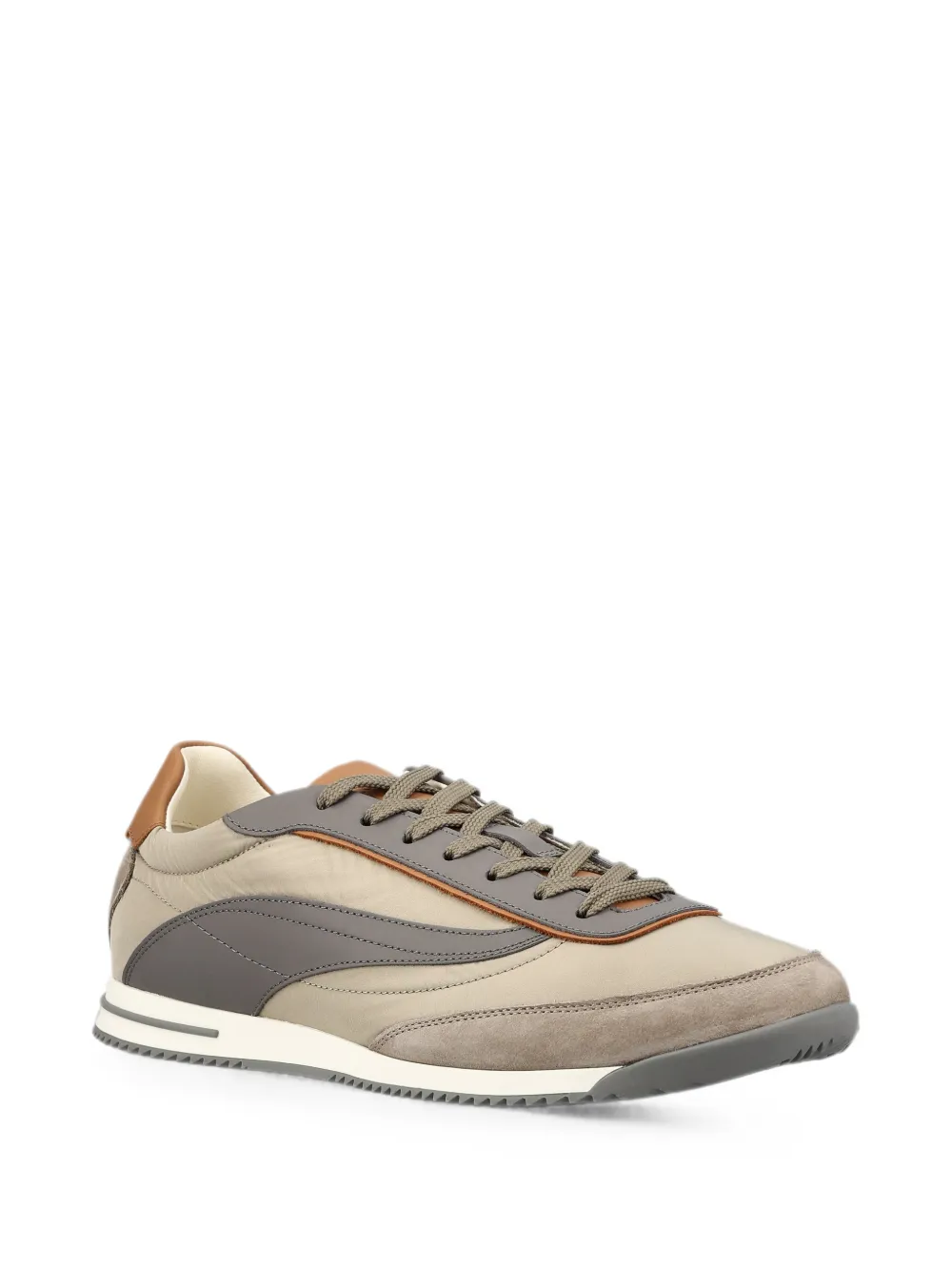 Brunello Cucinelli leather-trim panelled sneakers Beige