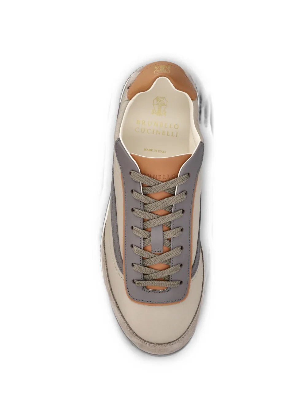 Brunello Cucinelli leather-trim panelled sneakers Beige