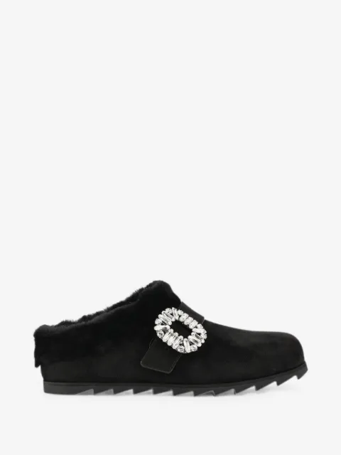 Roger Vivier crystal-buckle flat mules