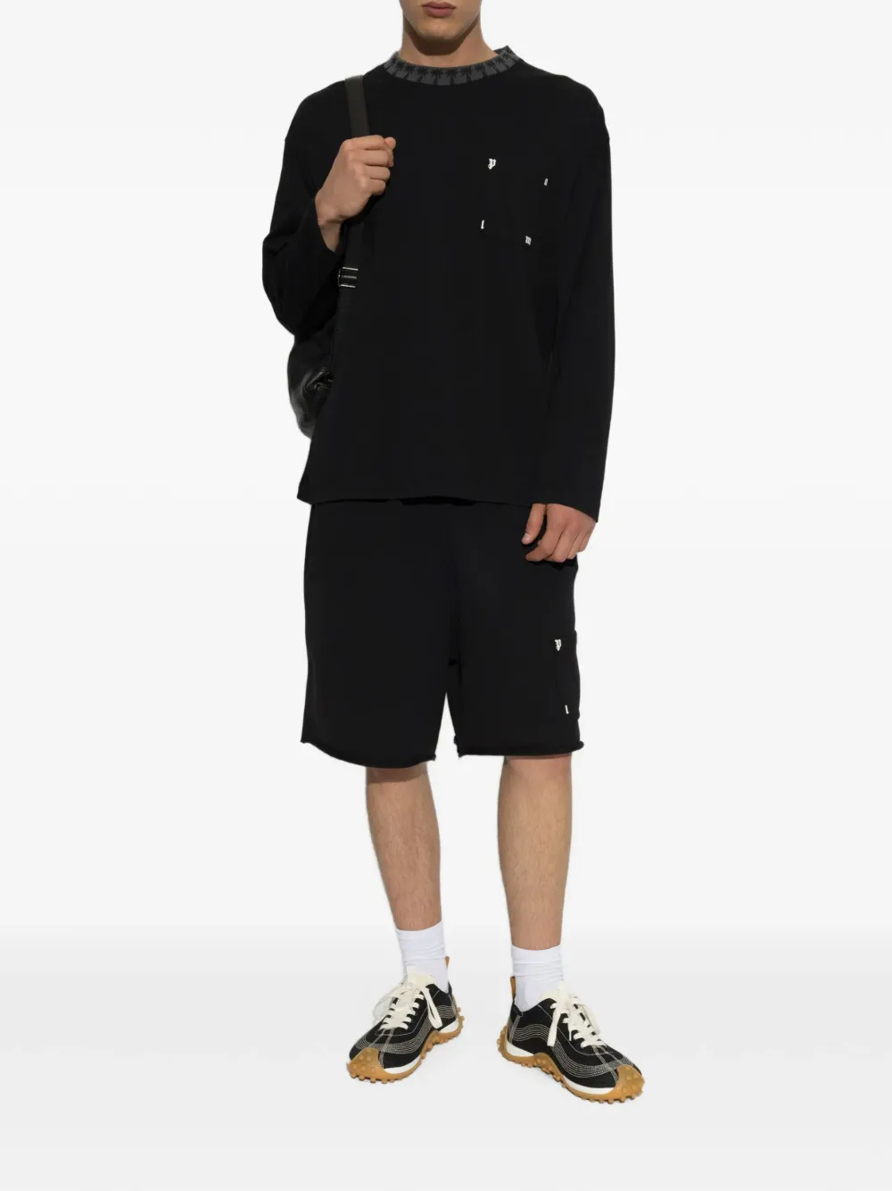 Palm Angels Palm L S geribbelde regular-fit T-shirt Zwart