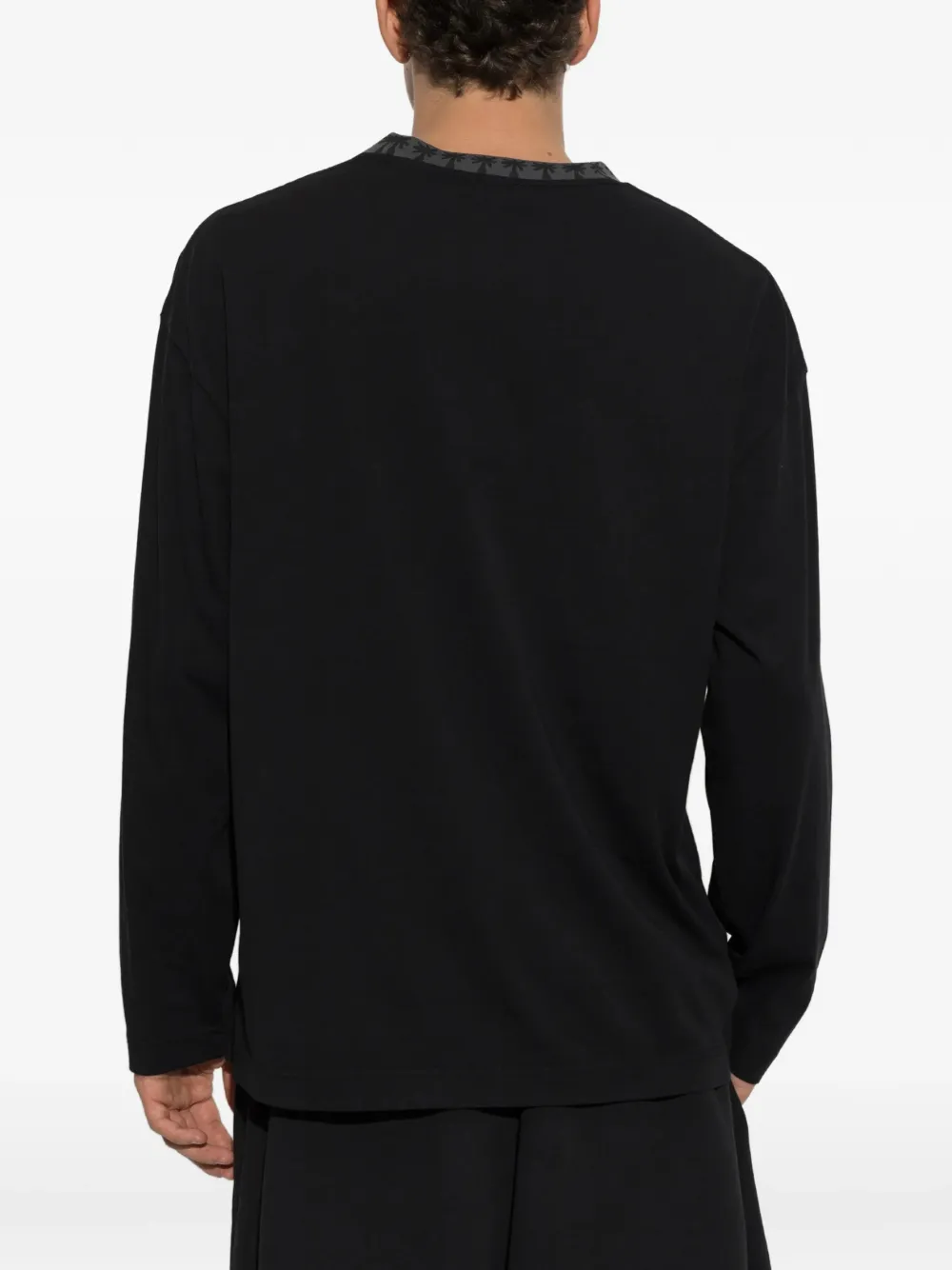 Palm Angels Palm L S geribbelde regular-fit T-shirt Zwart
