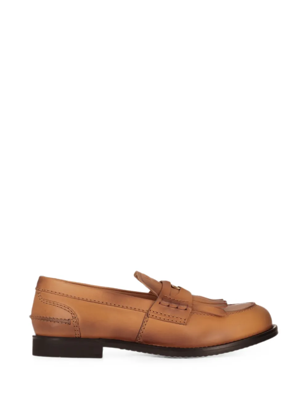 Miu Miu fringed leather loafers - Marrone
