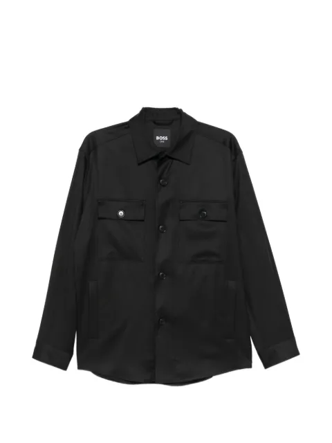 BOSS virgin wool flap-pocket jacket