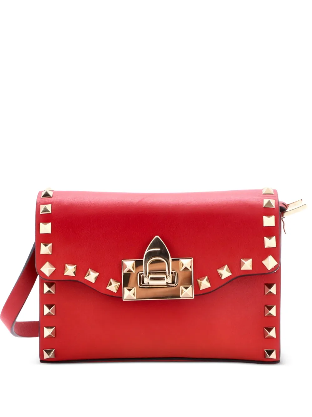 Valentino Garavani Pre-Owned Rockstud Flip Lock Flap Bag Leather Mini crossbody bag - Rosso