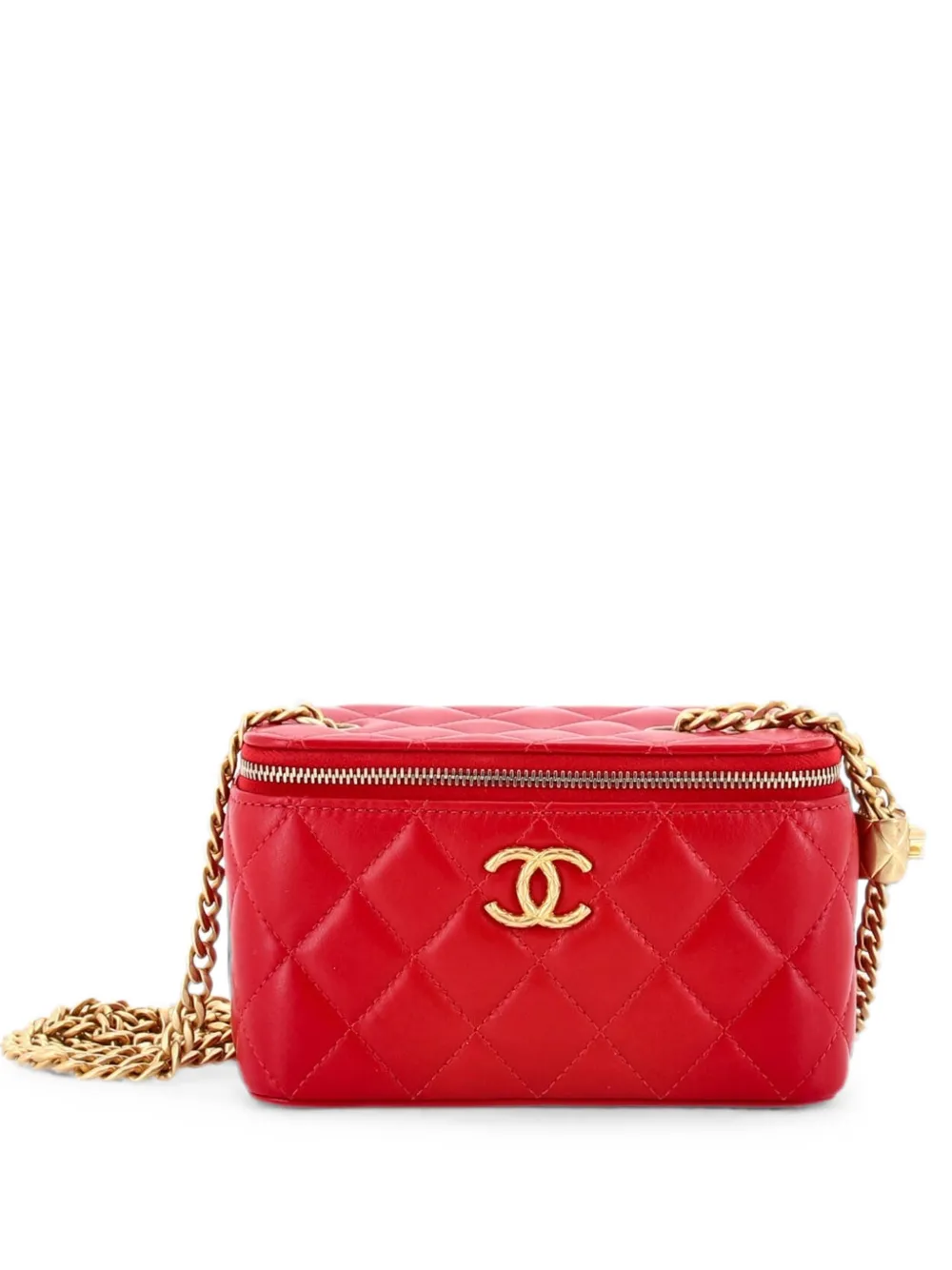 CHANEL Pre-Owned All Slide Long Vanity Case with Chain Quilted Lambskin Small crossbody bag - Rosso