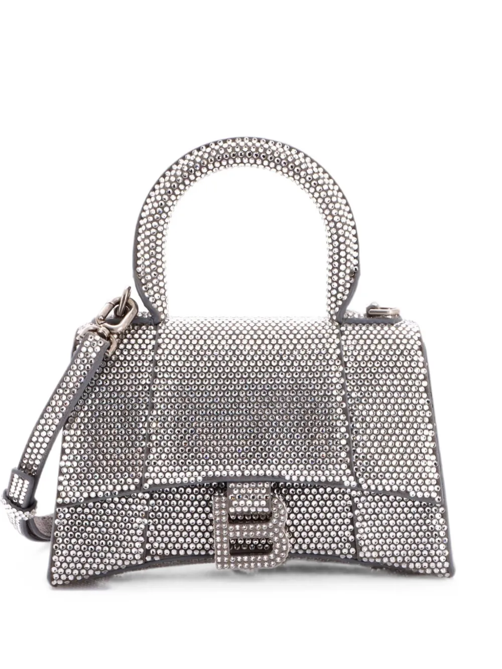 Balenciaga Pre-Owned Hourglass Top Handle Bag Suede with Crystals XS crossbody bag - Silber