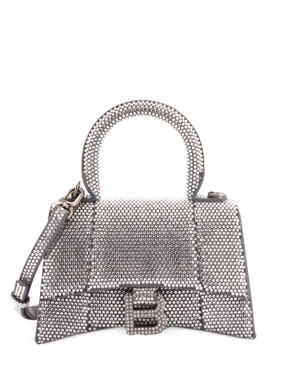 Balenciaga Pre-Owned Hourglass Top Handle Bag Suede with Crystals XS crossbody bag - Silber